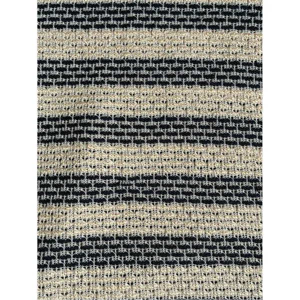 Sunday Striped Knit Pullover Top Navy Cream Twist Front 3/4 Sleeve Size M - Image 4