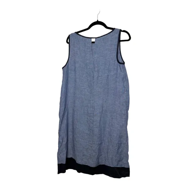 J. Jill Love Linen Denim Chambray Navy Trim Shift Dress Medium Tall NEW - Image 5