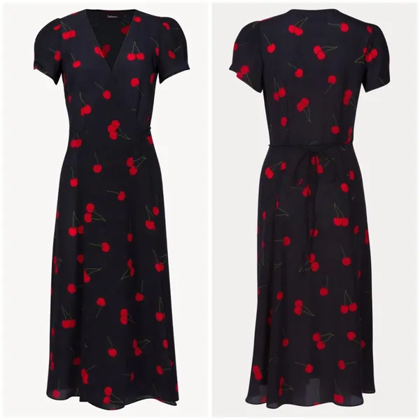 💕REALISATION PAR💕 The Teale Midi Wrap Dress ~ Wilde Cherry Print XXS NWOT - Image 11