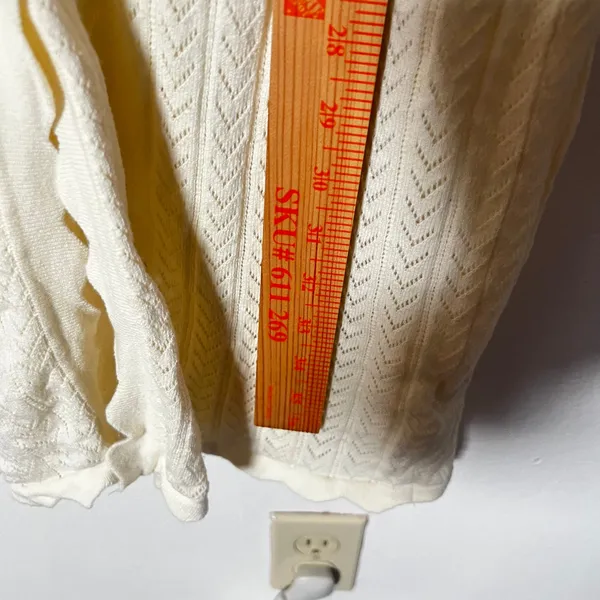 Anthropologie Calligraphie Dress Medium Ivory Pointelle Knit Button Front - Image 5