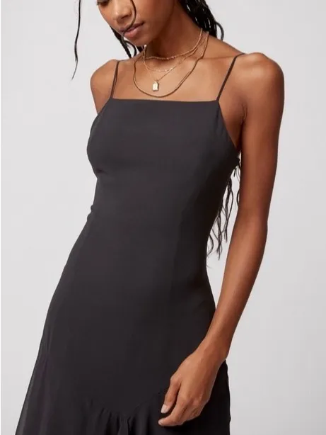 🌺 Urban Outfitters Black Slip Dress XS 0-2 Sheer Hem Layered Minimalist NWT - Image 8