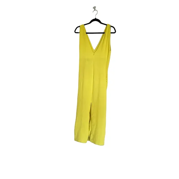 NWOT Zara Center Ruched Detail V-Neck Wide Straps Yellow Midi Dress Small - Image 14