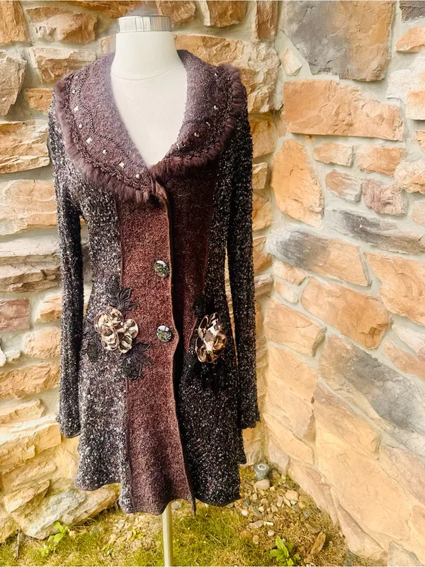 Sioni vintage Y2K-era "Art to Wear" knit sweater coat - Image 5