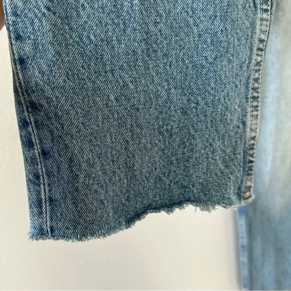 ZARA Size 4 High Rise Ripped Straight Denim Blue Jeans Distressed 100% Cotton - Image 5