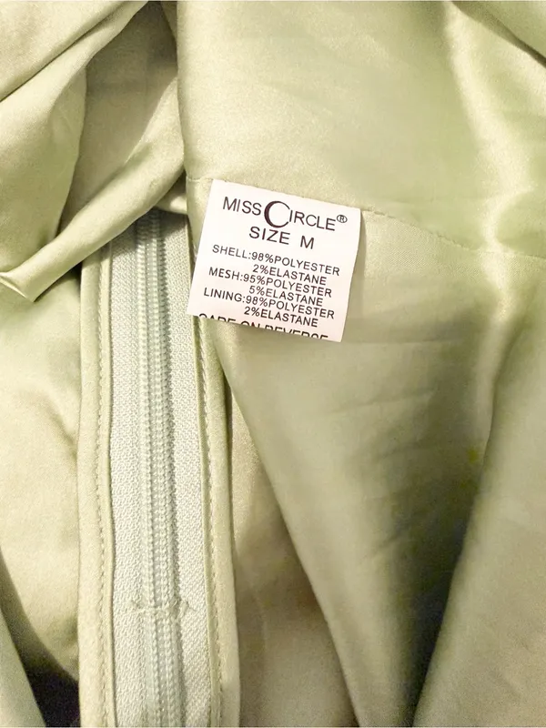 NWT Miss Circle Holly Basil Crystallized Corset Slit Satin Gown Maxi Sz Medium * - Image 7