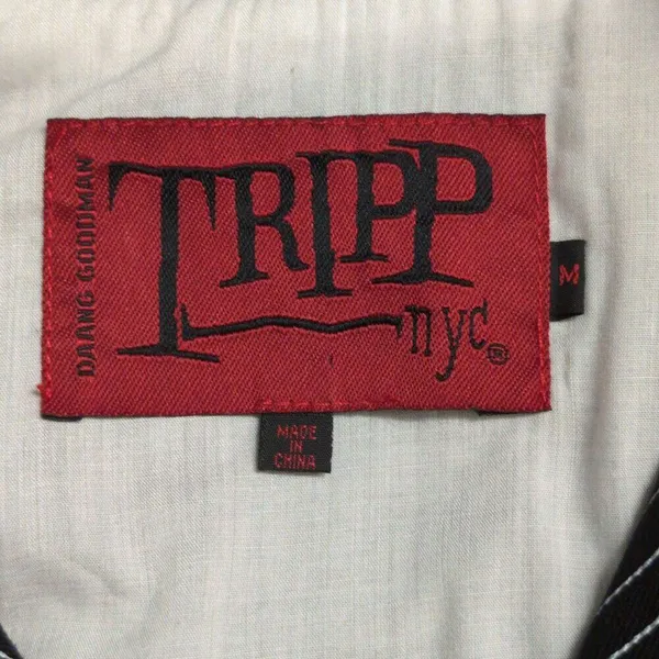 Tripp NYC Black White Striped Asymmetrical Zip Biker Jacket Moto Size M - Image 6