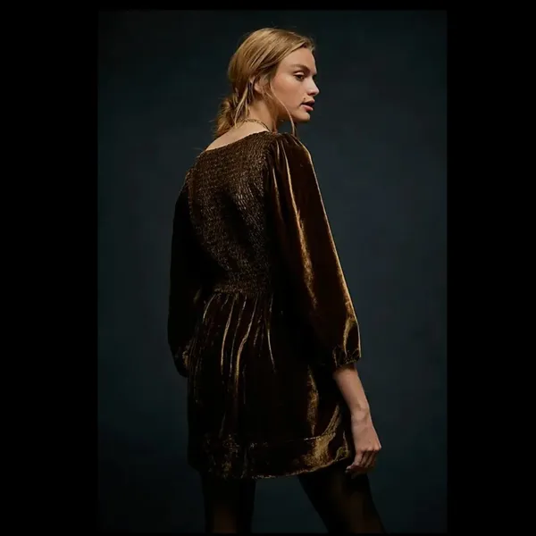 NWOT Free People Farrier Velvet Mini Dress Olive Green - Image 4