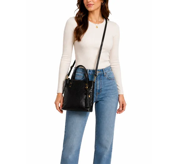The Sak black leather embossed crossbody tote - Image 6