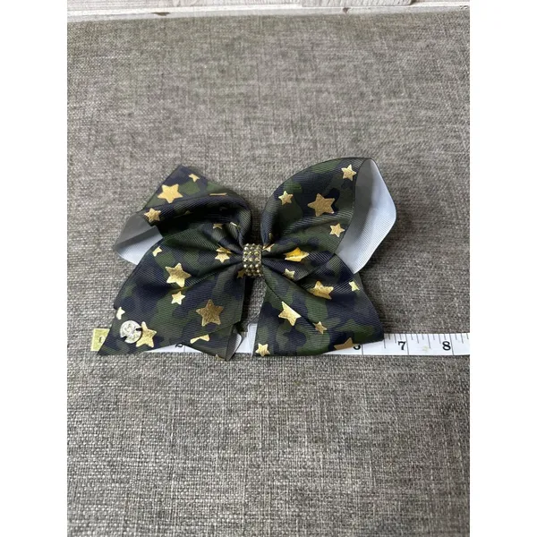 Camouflage Gold Stars Cheer Bow Hair Clip Accessory Wedding Party Prom Pageant - Image 3
