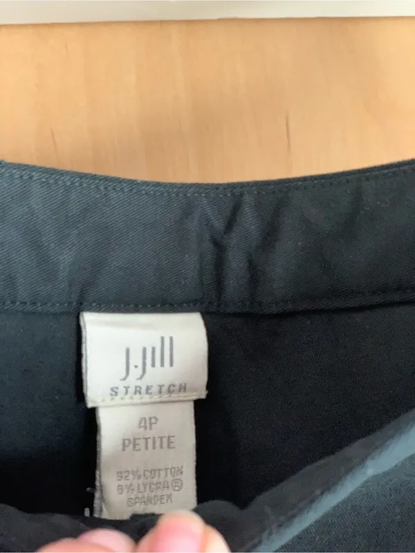 J Jill Black Cropped Straight-Leg Cotton Blend Pants Size-4 Petite Office-Core - Image 2