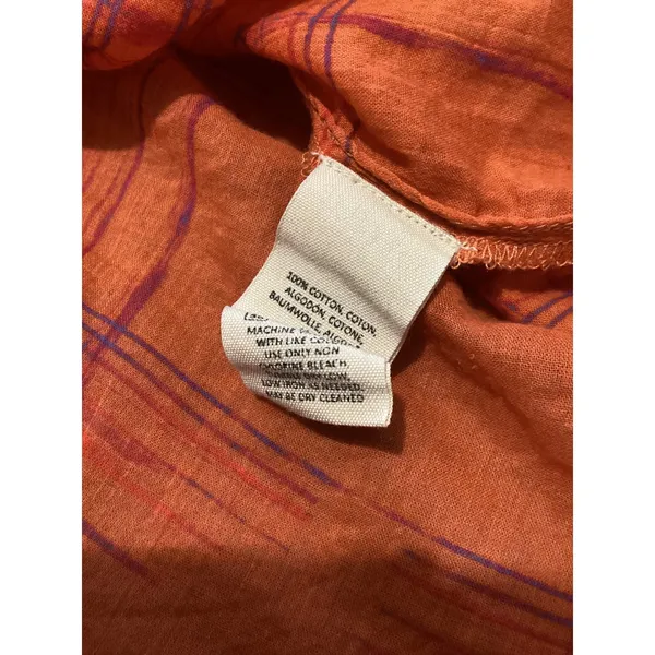 Free People Womens Orange Plaid Button Down Cotton Gauze Shirt Size Large L 1245 - Image 6