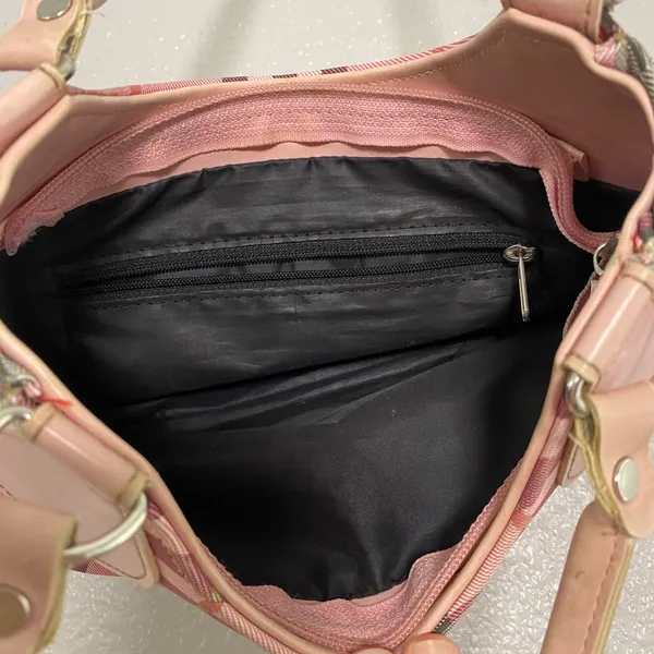 Vintage Y2K Pink Plaid Shoulder Bag Buckle 2000s Preppy Feminine Retro Girly - Image 4