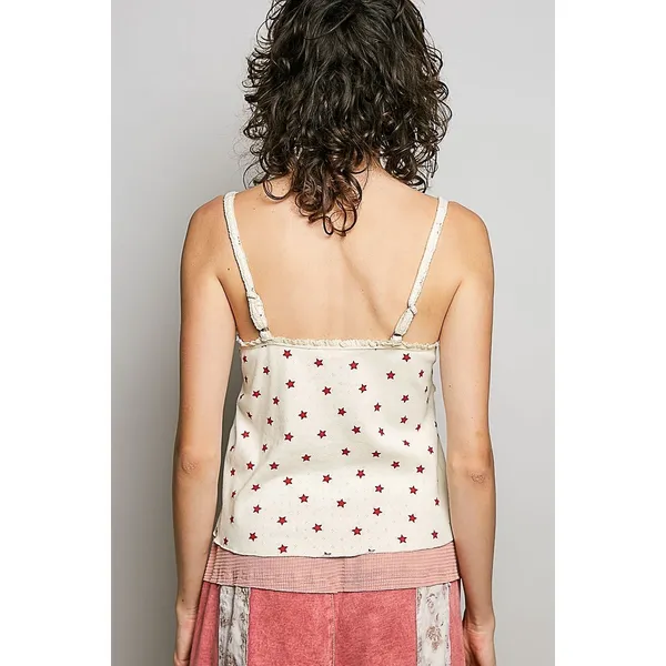 POL Star Printed Lightweight Ribbed Knit Cami - Medium - Image 4