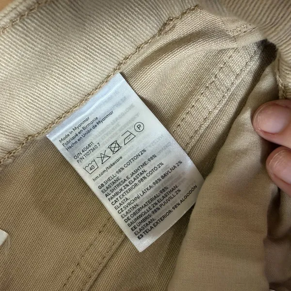 H&M Divided Tan Wide Leg Denim Jeans Chino's Pants Size 6 Stretch - Image 6