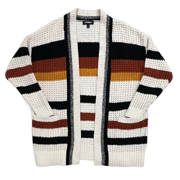 Express Multicolor Striped Open Front Oversized Cardigan Size XS - Image 14