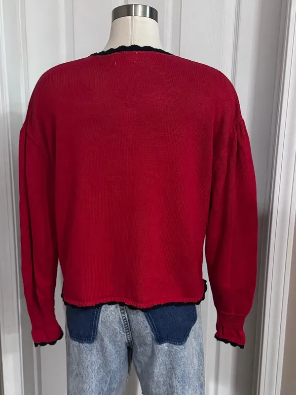 Vintage Goose Cardigan Sweater 90s Novelty Knit Heartstrings M - Image 4