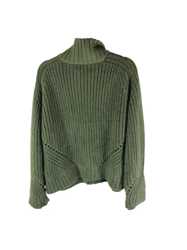 Topshop Womens Sweater Chunky Knit Full Zip Cardigan Green M 8-10 - Image 3