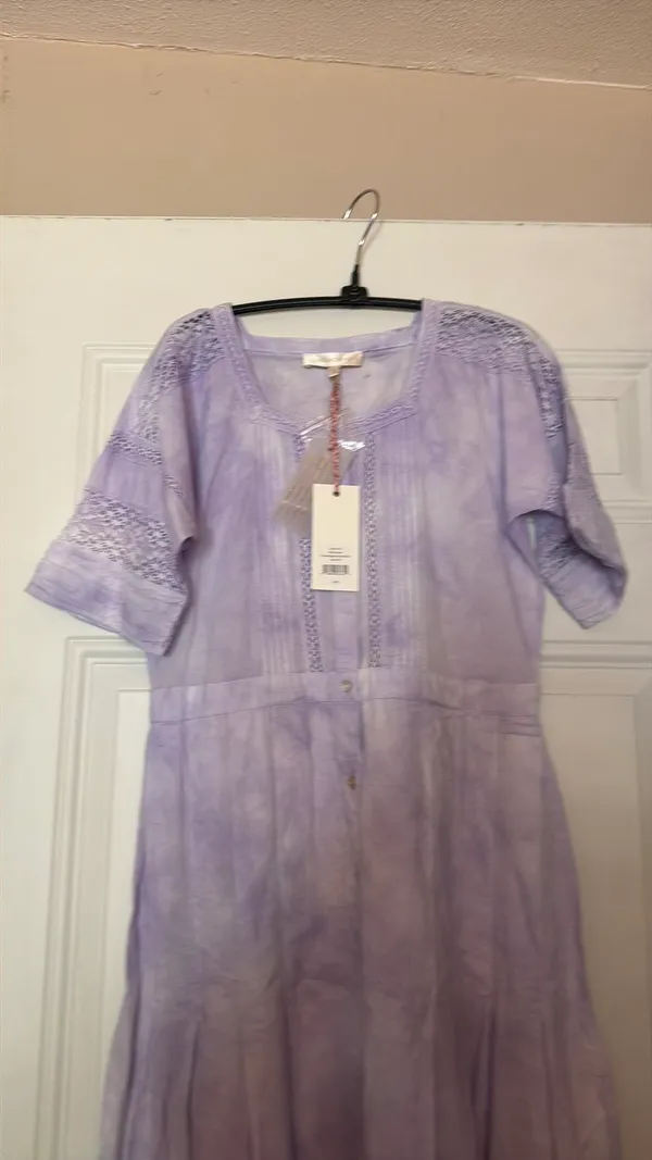 Love Shack Fancy Edie Maxi Dress violet splash hand dye xs - Image 3