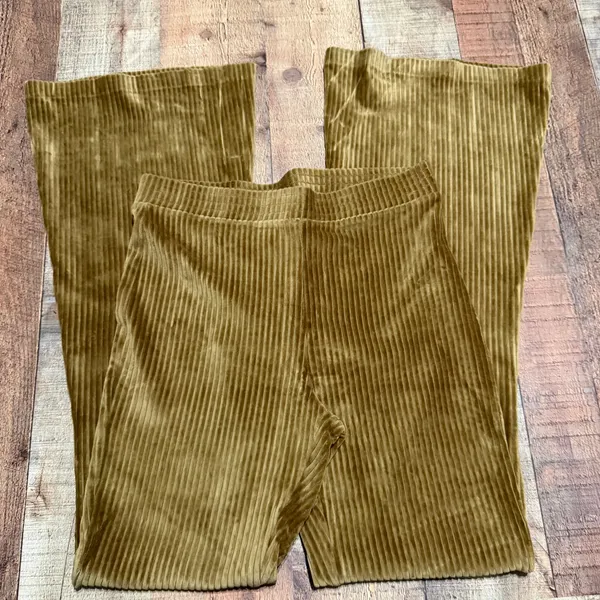 Aerie Women's Brown Gold Corduroy Hi-Rise Groove-On Flare Pants Sz M Lounge Boho - Image 2