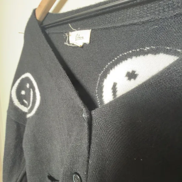 Elan Women Cardigan Sweater Small Black‎ Smiley Face Whimsigoth Indie Grunge - Image 5