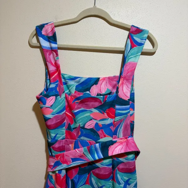 Show Me Your Mumu Eden Midi Dress Hibiscus Punch Tropical Floral - Image 9