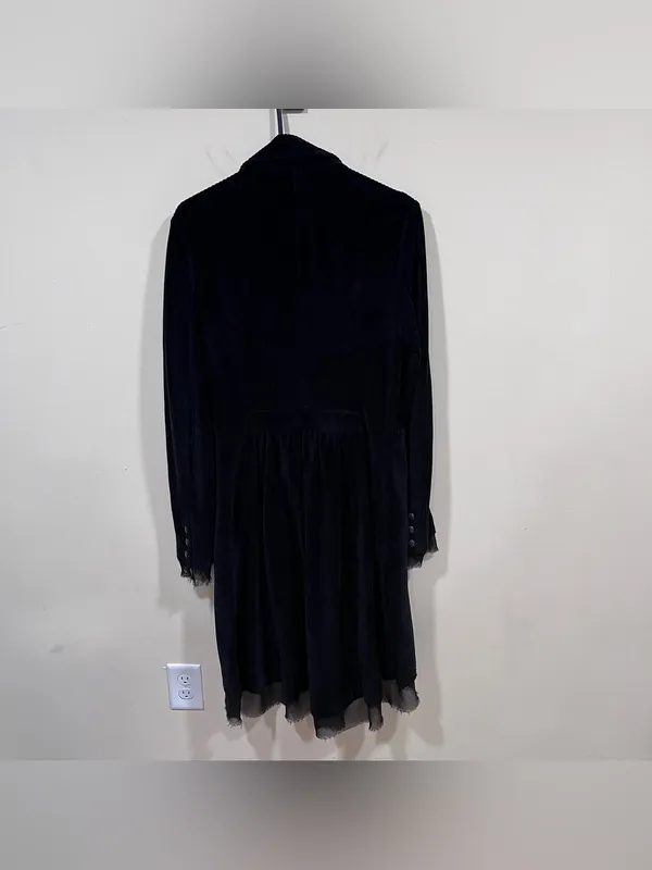 Free People black corduroy ribbed coat jacket button-down duster size M - Image 6