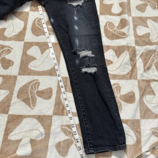 7 For All Mankind Josefina High Waist‎ Distressed Jeans Black Wash Size 25 - Image 9