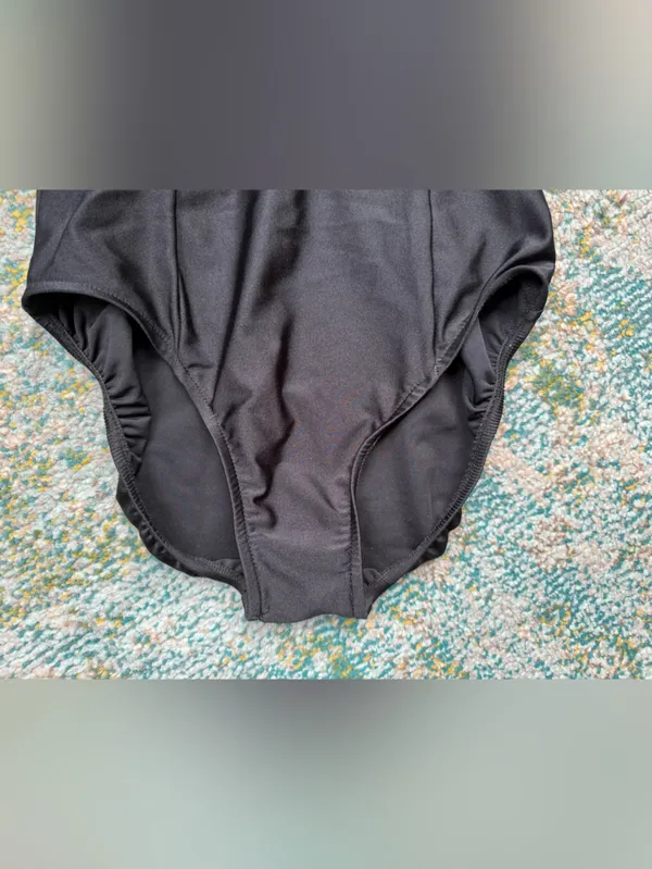 Vintage Jantzen black one-piece mesh yoke swimsuit, size 12 - Image 3