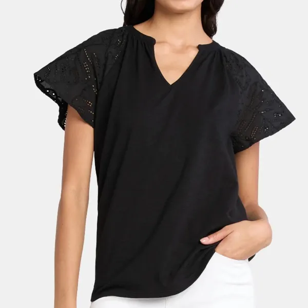 Time and Tru Blue Boxy‎ Short Sleeve Blouse - Image 4