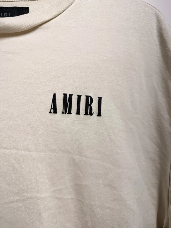 Amiri cropped core logo cotton t-shirt 100% cotton alabaster beige size 6 UK10 - Image 5