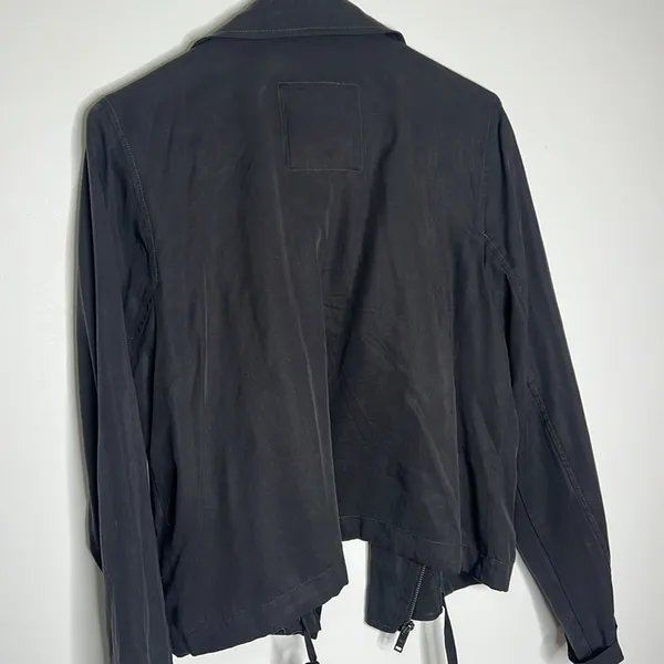 Abercrombie & Fitch Gray Drape Moto Cargo Utility bomber Jacket - Image 8