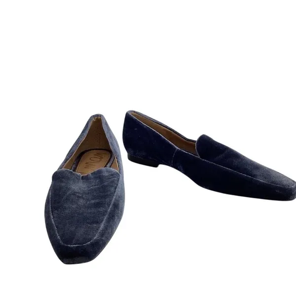 Sam Edelman Emelie Square Toe Loafers Womens Size 6.5 Velvet Slip On Blue Flats - Image 2
