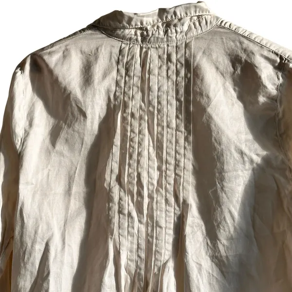Cp Shades Shirt S Pleated Silk Cotton Blend White Button Down USA Minimalist - Image 8