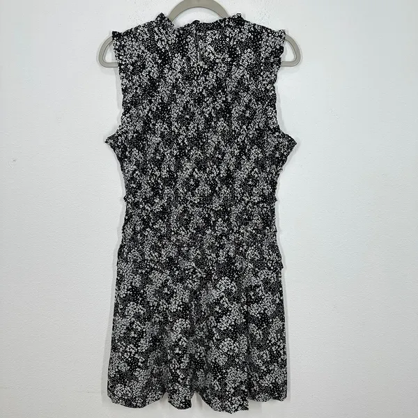 Madewell Women's Black White Floral Sleeveless Ruffle Neck Mini Dress Size 8 NWT - Image 13