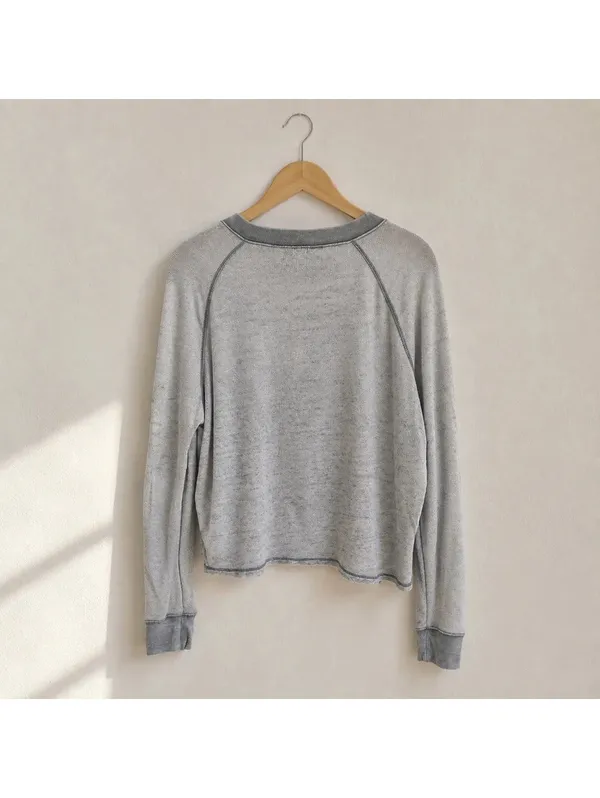 American Eagle Squad Gray Lightweight Cropped Sweatshirt Small S - Image 2