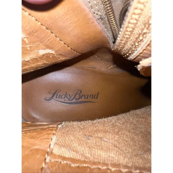 Lucky Brand Tan Yoanna Suede Wedge Bootie Women's Size 8 - Image 8