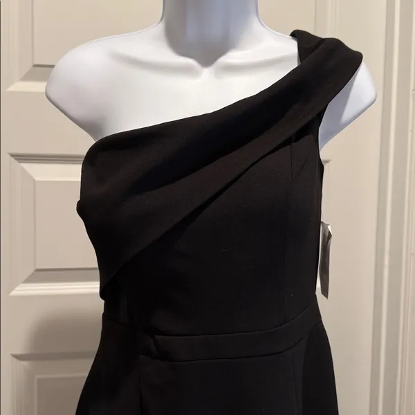 Aqua NWT‎ Size 12 Black One Shoulder Asymmetrical Sheath Cocktail Dres - Image 5