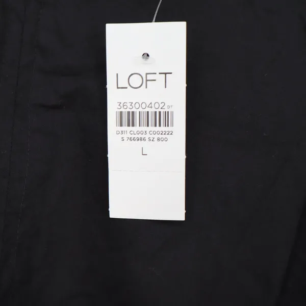 LOFT Blouse Women's L Black Puff Ruched Sleeve Tie Back New - Image 4
