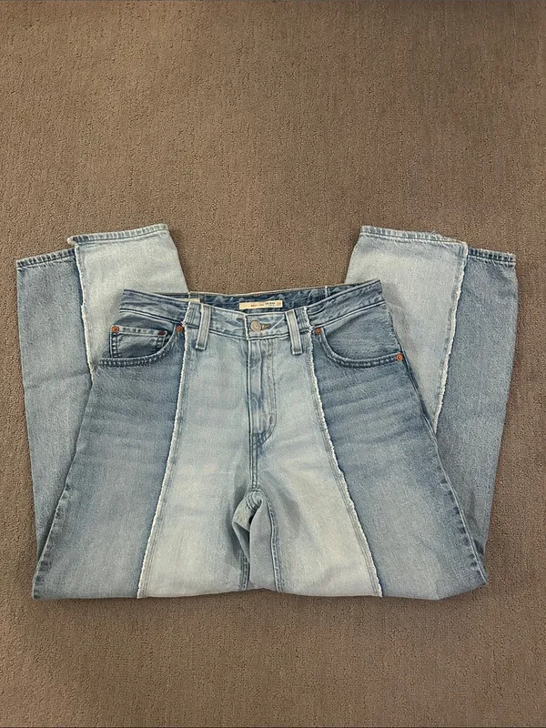 Levi's Premium Baggy Dad Recrafted Two-Tone Relaxed Straight Leg Jeans Sz 27 - Image 6