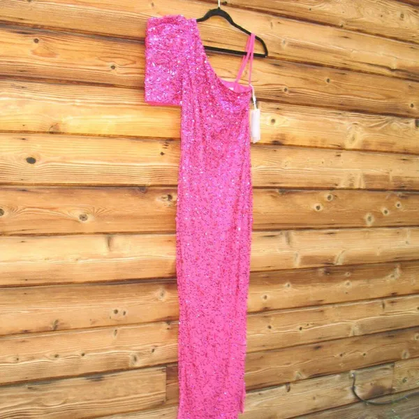 Mac Duggal 10912 Womens Pink EMBELLISHED PUFF ONE SHOULDER COLUMN GOWN - Image 7