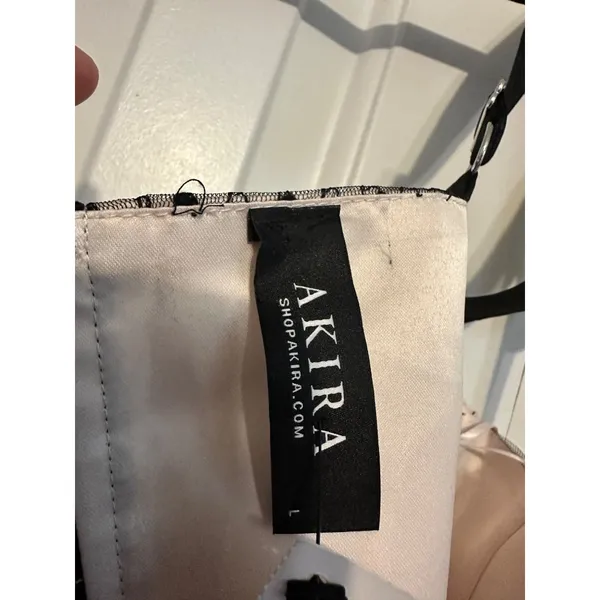 Akira Rica Rica Off Corset Crop Top Black Lace Mesh Tie Strap Large‎ NWT - Image 5