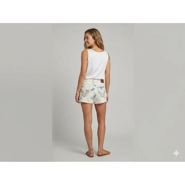 Y2K Armani Exchange Studded Denim Shorts Distressed Acid Wash Grunge Size 12 - Image 2