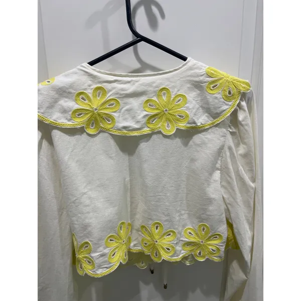 Free People Amina Boho Cropped Blouse Sz M - Image 9