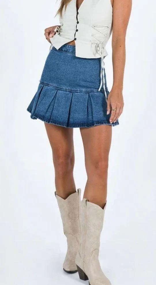 rescue me pleat denim mini skirt - Image 4