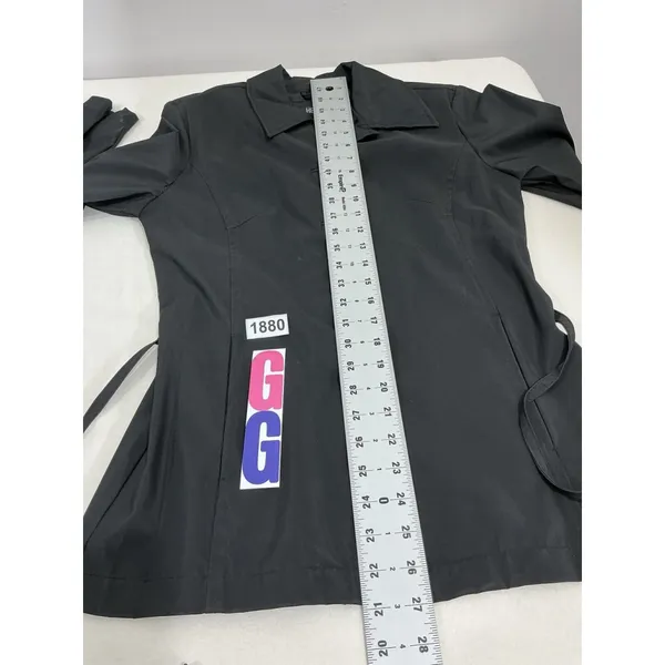 Womans Helium Outerwear Black Button Down Trench Coat Small - Image 5