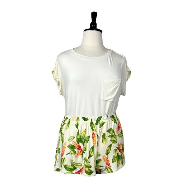 Stars Above Pajamas Sleepwear 3 Piece Short Tee Set Shirt Yellow Floral XL/XXL - Image 4