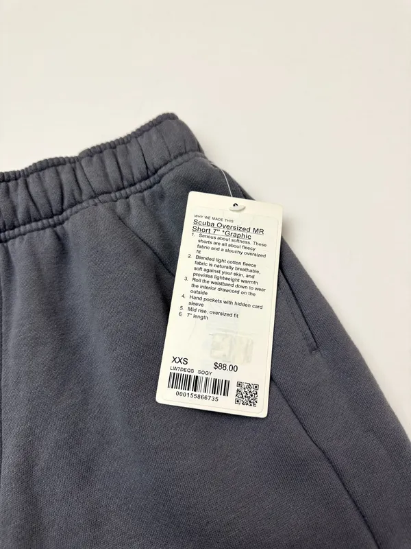 Lululemon Scuba Mid-Rise Oversized Short 7" *Graphic Solar Grey, XXS - Image 5