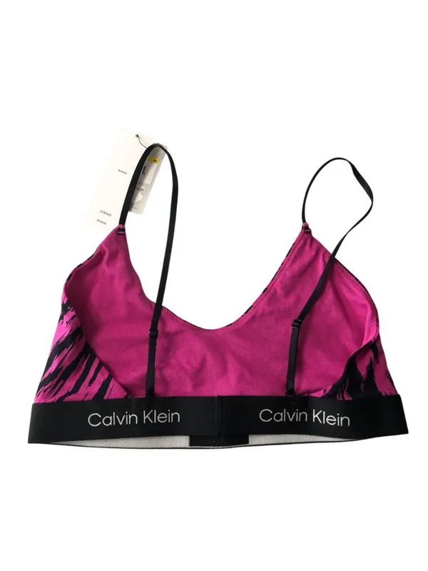 Calvin Klein 1996 Unlined Bralette Pink Zebra Print Wirefree M - Image 2
