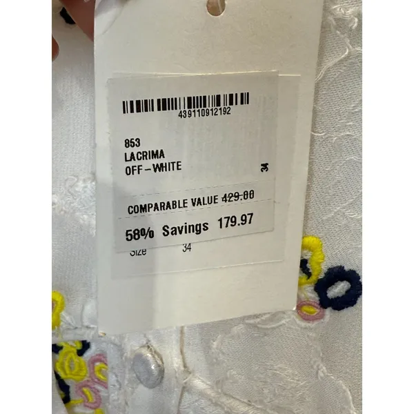 Sister Paul & Joe Maxi Dress Womens 34 Off White Floral La Crima Long Sleeve NWT - Image 10