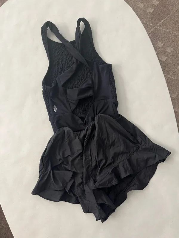 FP Movement Breathless Shortsie Mini Short Romper Dress Black XS $128 - Image 7